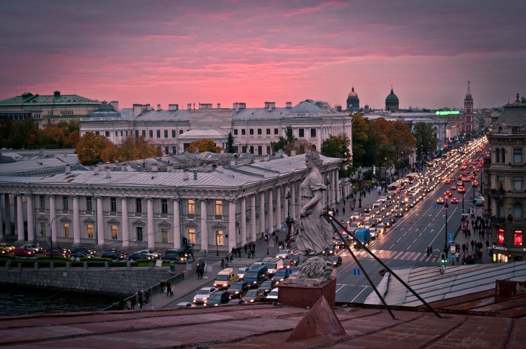 Вид с одной из крыш Санкт-Петербурга