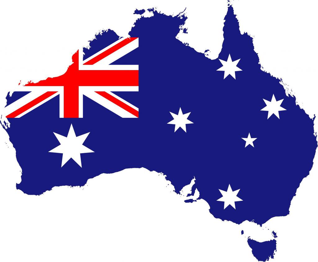 очертания Австралии раскрашенные, как ее флаг