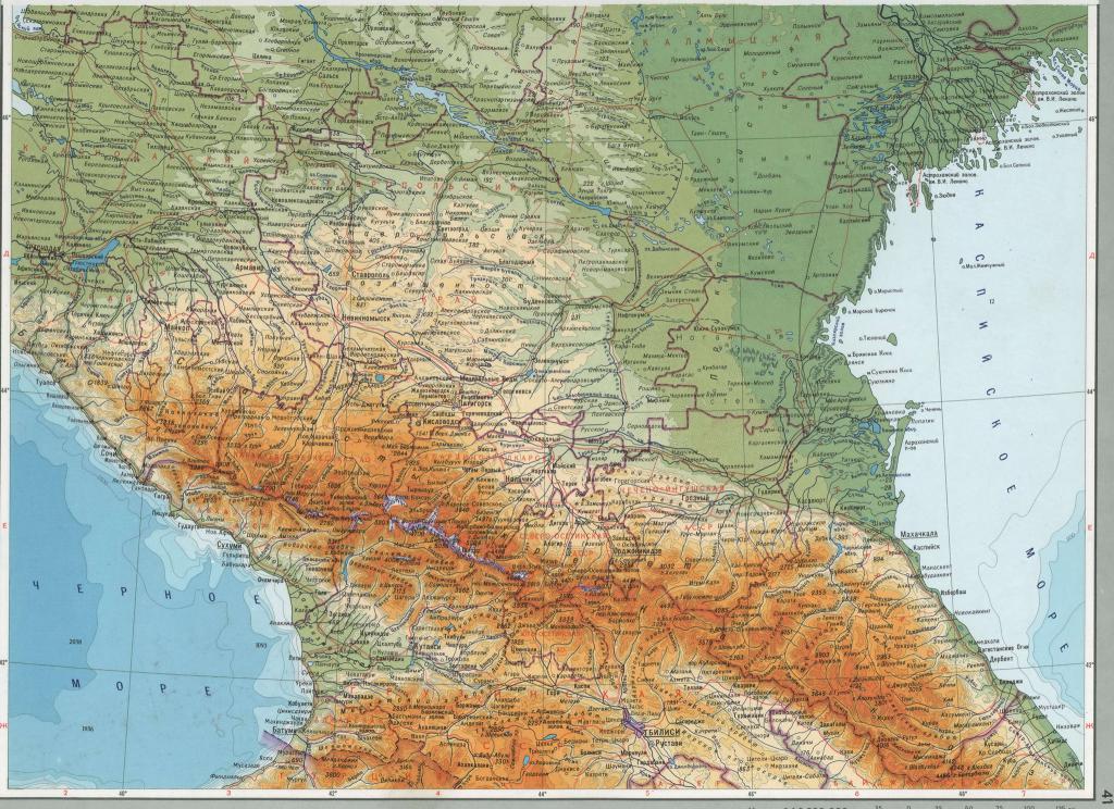 физическая карта кавказа