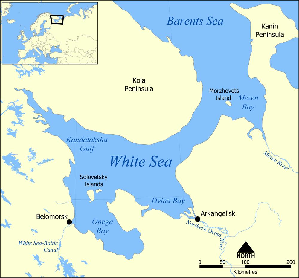 Белое море на карте
