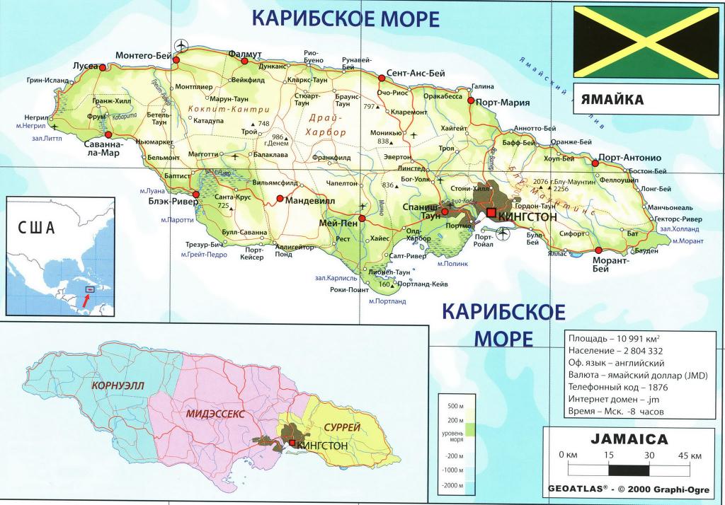 Карта Ямайки на русском