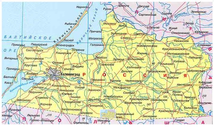 Калининград на карте